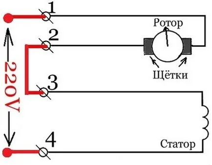 Áramútrajza egyfázisú motor 220 volt a kondenzátorral