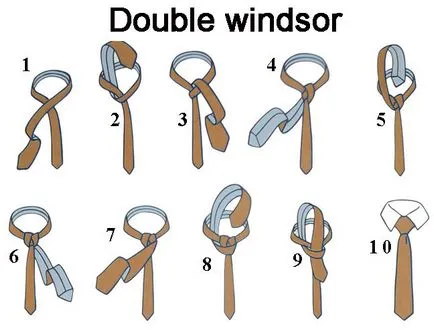 Windsor csomót, hogyan kell nyakkendőt kötni, és hogyan kell ruhát