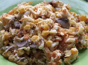Ananász saláta csirkével és gombával - recept fotókkal Ananász saláta csirkével és gombával - recept fotókkal
