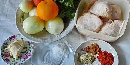 Chakhokhbili csirke Grúz klasszikus recept egy fotó