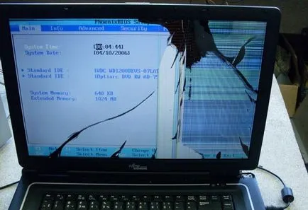 Mi van, ha a laptop képernyőjén lezuhant repedések a mátrix