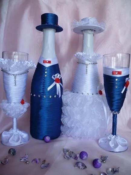 Díszítése palackok esküvői zenekarok saját kezűleg, a mester osztály