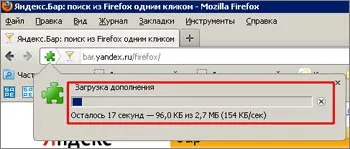 Yandex telepíteni egy bár firefox