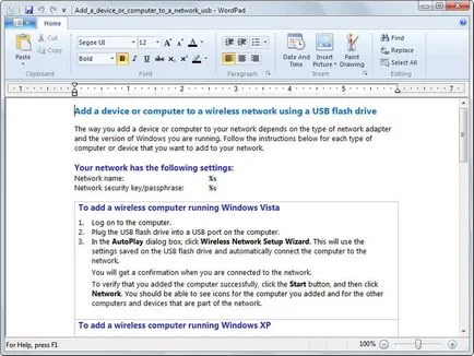 Hogyan készítsünk egy pár oldalt a WordPad