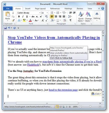 Hogyan lehet eltávolítani a hivatkozások a dokumentum a Microsoft Word (Paste Special Special) Hogyan lehet eltávolítani a hivatkozások a dokumentum a Microsoft Word