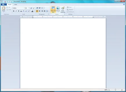 A WordPad az elválasztó lapok