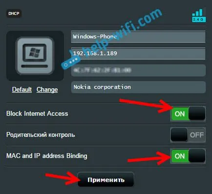 Tiltani valakit egy router asus