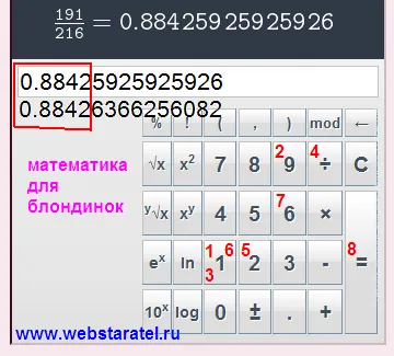 Math szőke kiállító kalkulátor (osztás nullával). Matematika a szőke kiállítóként a számológép