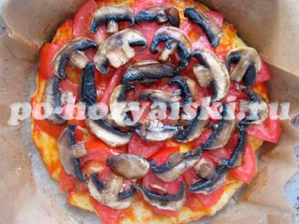 Pizza gombával és paradicsom, recept (paradicsom) Pizza gombával és paradicsommal recept