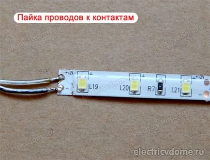 Csatlakoztatása LED csík a kezét (egy méter) Csatlakoztatása LED csík a kezével