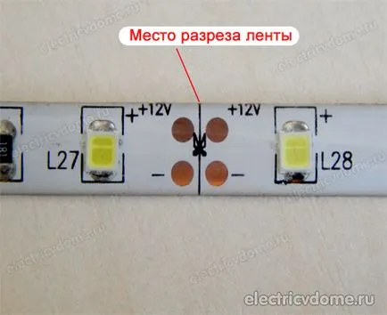 Csatlakoztatása LED csík a kezét (egy méter) Csatlakoztatása LED csík a kezével