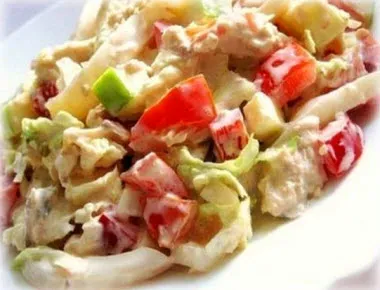 Recept saláta csirke, ananász, gomba (recept) Recept saláta csirke, ananász, gomba