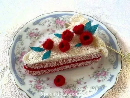 Kötött torta málna - kézimunka órák