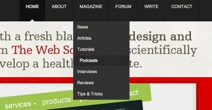 50 Példák a legördülő menük web design