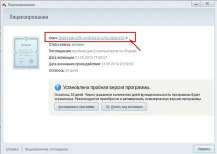 Az aktiválás Kaspersky kristály
