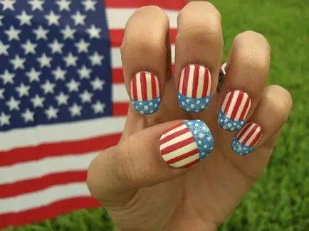 American Flag „divatos modern köröm manikűr - egy fénykép és egy leírást példa