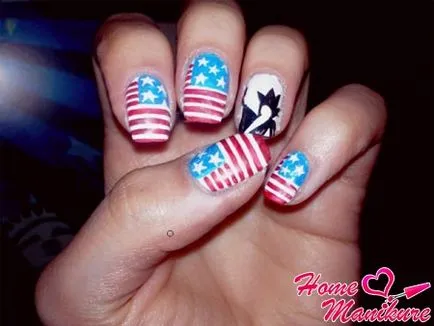 American manikűr - amerikai zászló photo útmutató szögek