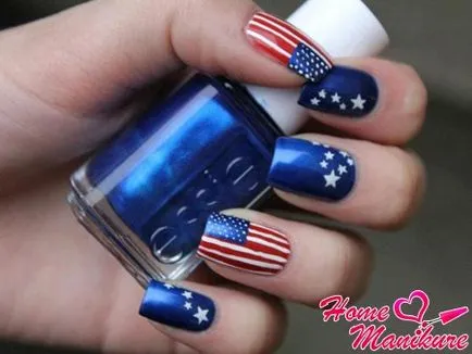 American manikűr - amerikai zászló photo útmutató szögek
