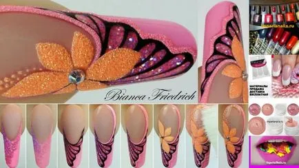 Nail design a színek a fotó (fotó) Nails tervezés virággal fotókeretek