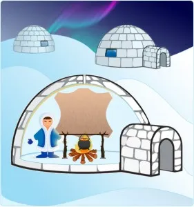 House igloo ki a hó és a jég eszkimók