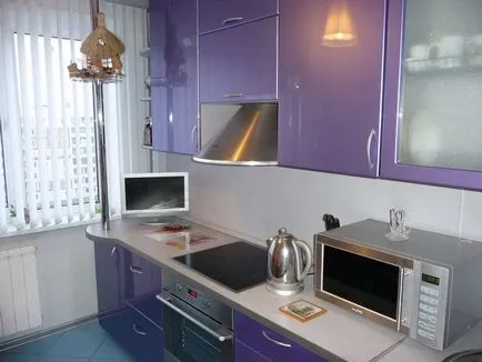 Lila konyha tervezés, a színek kombinációja (70 valós fotó), konyha tervezés, belsőépítészet, javítás, fotók