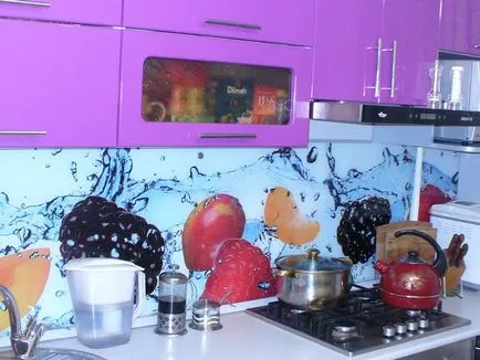 Lila konyha tervezés, a színek kombinációja (70 valós fotó), konyha tervezés, belsőépítészet, javítás, fotók