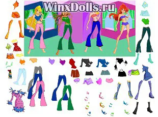 Játékok a lányok Winx öltöztetős (kiemelni a kiválasztott stílus) Játékok a lányok Winx öltöztetős