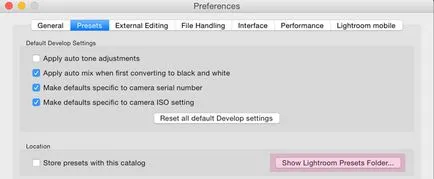 Arról, hogy hogyan kell telepíteni a presetek Lightroom (Lightroom) Arról, hogy hogyan kell telepíteni a készletek Lightroom
