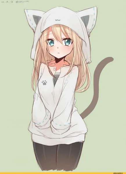 Hogyan rajzolni és festeni anime lány macska a motorháztető