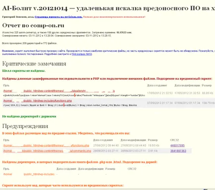 Hogyan nézd meg a helyszínen a vírusok és réseit ai-bolit script (sérülékenység) Hogyan nézd meg a helyszínen vírusok és sebezhetőségek segítségével egy script ai-bolit
