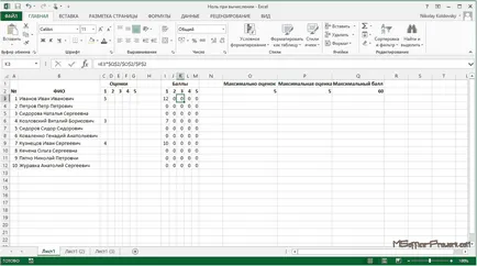 Hogy jutok, hogy az Excel, a számítás, a sejt nem nullákkal töltjük