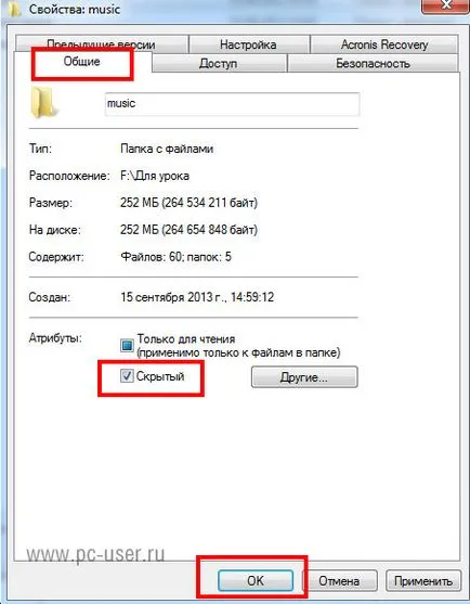 Hogyan elrejteni vagy megjeleníteni egy rejtett mappát a Windows 7