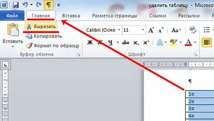 Hogyan lehet törölni egy táblázatot, amely a Word