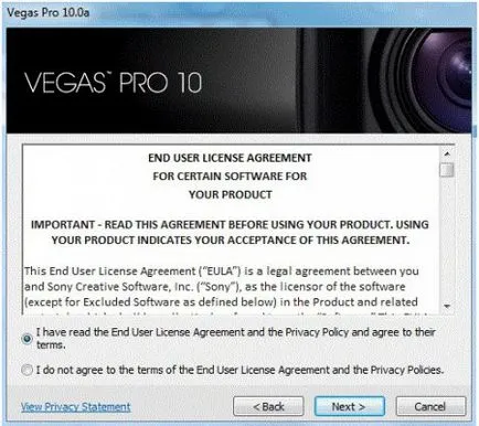 Hogyan kell telepíteni a Sony Vegas leírása fotókkal