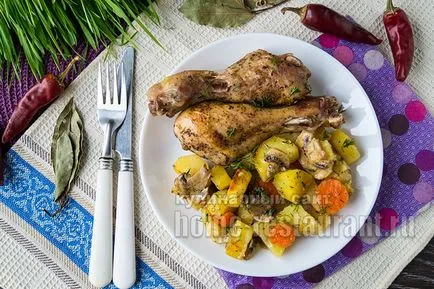 Csirkecomb a sütőben burgonyával recept fényképpel (láb) Csirkecomb a sütőben burgonyával recept egy fotó