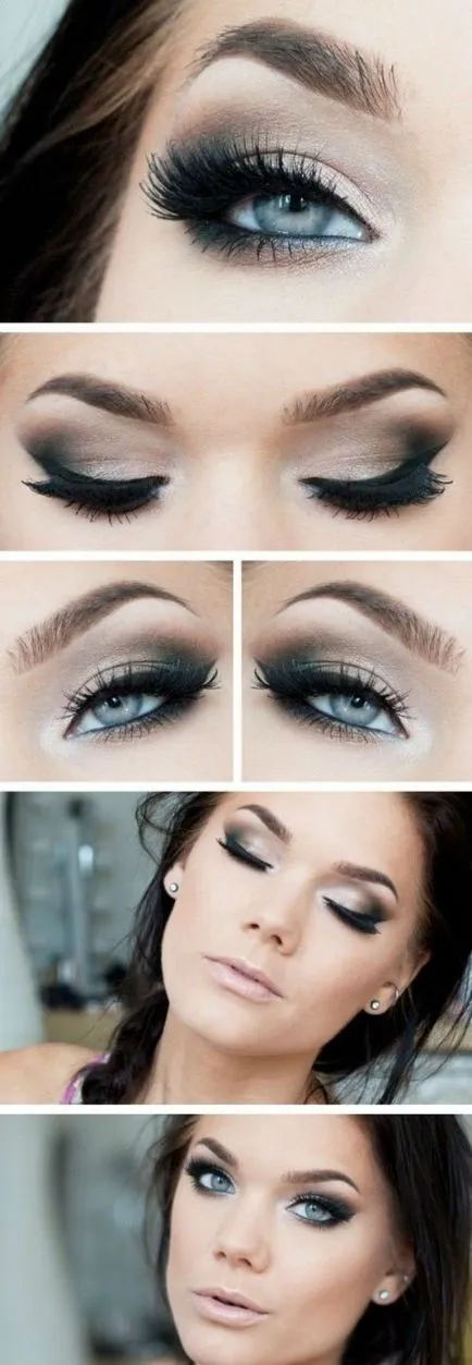 Smink Smokey Eyes kék szem, lépésről-100 fotó