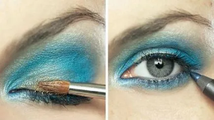 Smink Smokey Eyes kék szem, lépésről-100 fotó