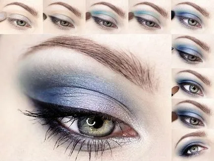 Smink Smokey Eyes kék szem, lépésről-100 fotó