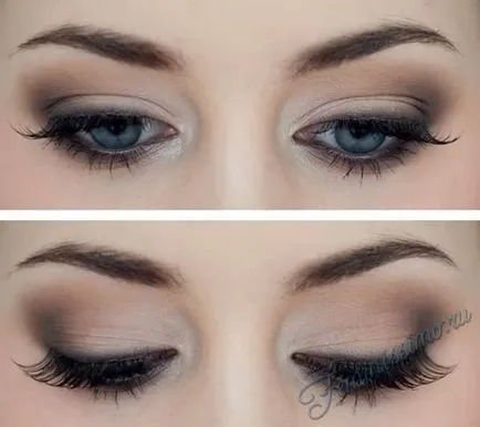 Smink kék szeme Smokey Eyes (lépésről lépésre képek és videó)