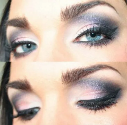 Smink Smokey Eyes kék szem, lépésről-100 fotó