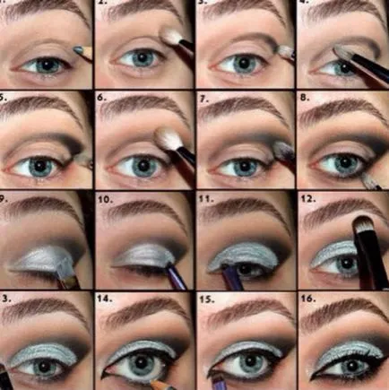 Smink Smokey Eyes kék szem, lépésről-100 fotó
