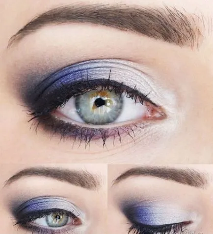 Smink Smokey Eyes kék szem, lépésről-100 fotó