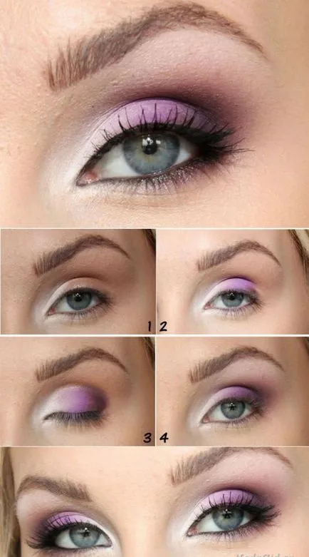 Smink Smokey Eyes kék szem, lépésről-100 fotó