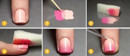 Ombre manikűr teljesítmény technika, lépésről lépésre