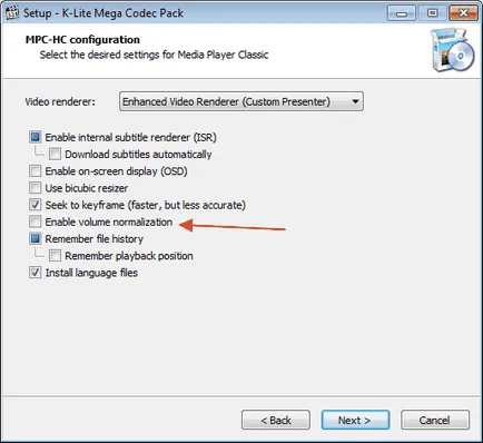 Beállítás K-Lite Codec Pack