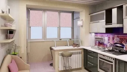 Egy kis konyha erkéllyel tervezési lehetőségek (kicsi) Egy kis konyha erkéllyel tervezési lehetőségek