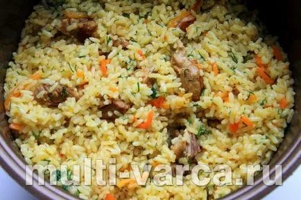 Pilaf a multivarka Polaris sertéshússal