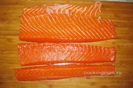 Felkészülés lazac filé sushi, tekercs, sashimi - főzés férfiak (filé) Felkészülés lazac filé sushi, tekercs, sashimi - főzés a férfiak