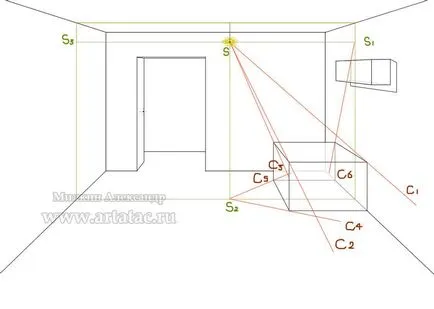 Épület árnyékok - mesterséges fény - a lecke artatac (épület) Épület árnyékok - mesterséges fény - a leckét artatac