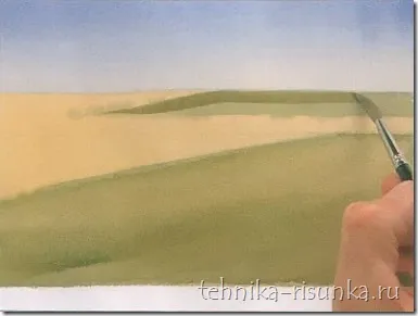 Rajz nyári táj akvarell, rajz a világon (táj) Rajz nyári táj akvarell, rajz a világ